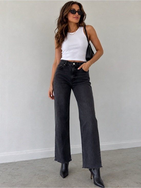 Zara Denim - ZARA Raw Hem Wide-Leg Jeans – Size 8 (EUR 40) – Inseam 27”